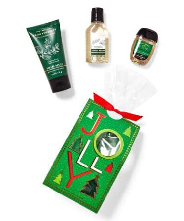 Bath & Body Works EUCALYPTUS SPEARMINT Mini Gift Set Travel Size Body Cream - Body Wash and Foam Bath and a Hand Sanitizer arranged in cello with a decorative wraparound