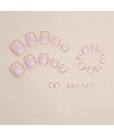 SINLOV Square Fake Toenails Nude Pink Print on False Toe Nails Short Full Cover False Artificial Toenails Nails for Women and Girls - Buy Online on GoSupps.com