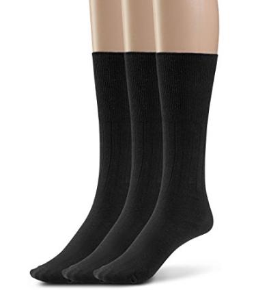 Silky Toes Cotton Diabetic Socks for Women Non Binding Seamless Dress Socks 3 or 6 Pk Multi Colors Big Sizes 9-11 Black -3 Pairs