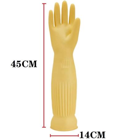 MIN-XL Waterproof and Oil-resistant Cleaning Glove - Ideal for Kitchen, Clothes Washing, Dishwashing, Car Wash & More - 45CM Yellow - Buy Online on GoSupps.com