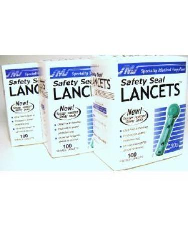 300 SMS Safety Seal Lancets 30G - 3 Boxes of 100