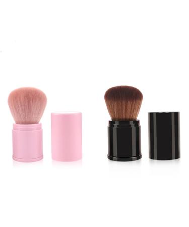 Powder Puff Makeup Foundation & Highlighters Brush - Retractable Loose Powder Blush & Liquid Highlighter - Travel Size Pink Makeup Accessories 8.3x3.3cm - Buy Online on GoSupps.com