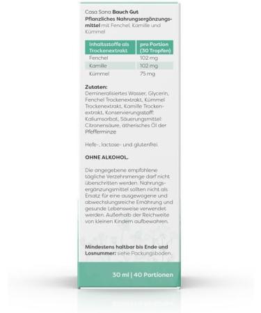 Casa Sana Belly Gut 30 ml | Soothing Fennel Chamomile & Caraway for Digestive Health - International Shipping Available - Buy Online on GoSupps.com