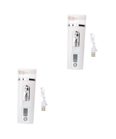 Healeved 2pcs Hydrating Instrument Handheld Mist Sprayer Handy Mini Sprayer Mini Humidifier Facial Abs White