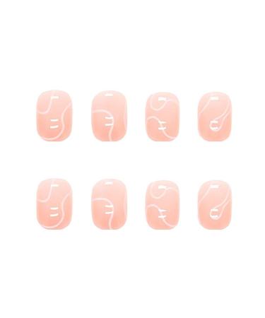 RikView Pink Press on Short Fake Nails | Square Acrylic Nails with Swirls Design - Buy Online on GoSupps.com