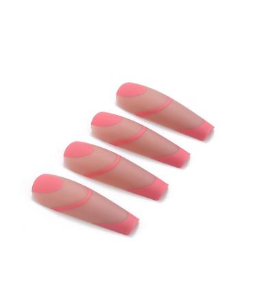 Vatocu Matte False Nails - Long Pink Ballerina Press On Acrylic Nails for Women & Girls | 24 Pieces Full Cover - Buy Online on GoSupps.com
