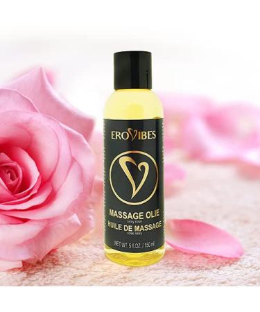 Erovibes - Rose massage oil - Rose oil - Erotic love oil - Erotic massage oil for foreplay & partner massages 150 ml