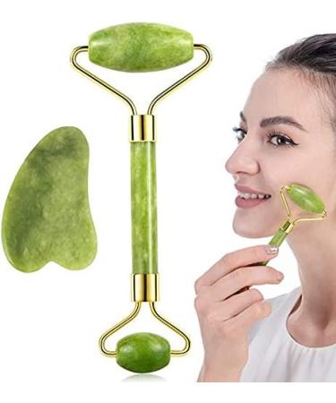 Jade Roller and Gua Sha Face Roller Facial Beauty Roller Skin Care Tools Jade Roller for Face Facial Roller - Buy Online on GoSupps.com