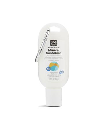 365 by Whole Foods Market Sport Lotion Mineral Sunscreen SPF 30 Water Resistant (80 Minutes) 1.5 Fl Oz 1.5 Fl Oz (Pack of 1)