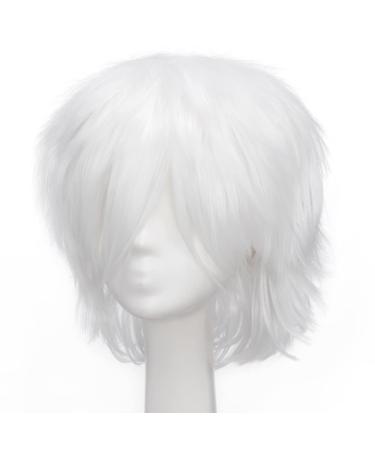 S-noilite Short Straight Cosplay Wig - Unisex Fashion Anime Party Costume Synthetic Full Wig (White) - Buy Online on GoSupps.com