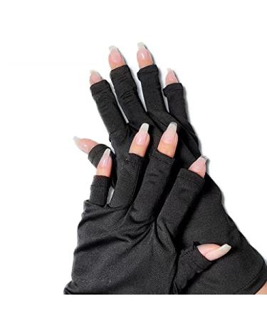 Faiteary UV Protection Gloves for Gel Nail Lamp, Skin Care Anti UV Light Gloves for Making Gel Nail Manicures, Fingerless Gloves for Protecting Hands from Nails UV Light