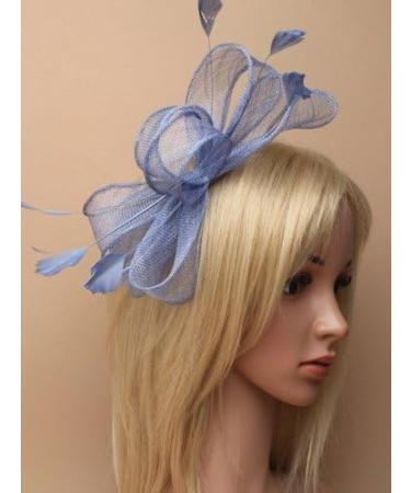 Arranview Jewellery Blue fascinator with bows and feather tendrils on clear comb