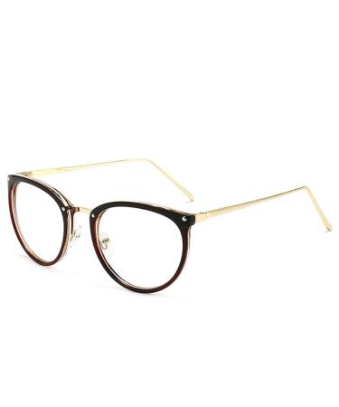Fuqinqingoz blue light-blocking glasses computer reading glasses large round designer reading glasses clear view flat light mirror (color: C3 size: +250) +250 C3