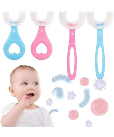 Silicone Baby Tooth Cleaner Brush | U Shape Teether Brush | Soft 360 Deep Cleaning for Toddlers (Blue - Buy Online on GoSupps.com