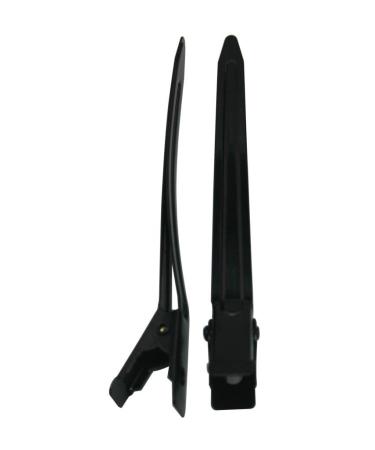 Amanteao Metal Alligator Hair Clip Single Prong Pinch Clips 3.5" Large Size Black Pack of 10