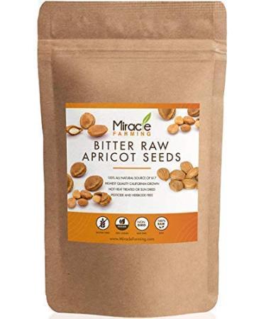Miracle Farming Bitter Apricot Seeds / Kernels, California USA Grown, Pesticide and Herbicide-Free, Non GMO, Vegan, Raw & Large, The Best Natural Source of Vitamin B17, In an Easy Resealable Pouch