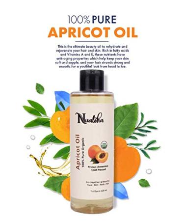 Organic Apricot Kernel Oil 220 ML | USDA Organic Cold Pressed Carrier Oil for Skin Hair & Face | Pure Essentials - Buy Online on GoSupps.com