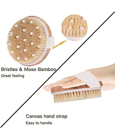 Ithyes Body Brush - Gentle Exfoliating Bath Brush for Smooth Skin, 100% Nature Boar Bristles, Bamboo Wood, Improve Blood Circulation, Wet & Dry, with Canvas Bag - Buy Online on GoSupps.com