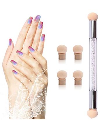 JERCLITY 6pcs Acrylic Ombre Nail Brush Set with Double Head Sponge, Wooden Gel Builder Ombre Brush for Nails Art Design - Brushes-02 - Buy Online on GoSupps.com