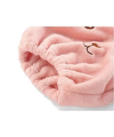 Soft Absorbent Dry Hair Cap | Cute Cartoon Bear Microfiber Towel for Kids & Adults | Quick Drying Pink Head Wrap - Buy Online on GoSupps.com