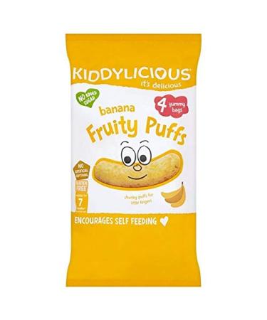 6x Kiddylicious Banana Fruity Puffs Multi 4 x 10g