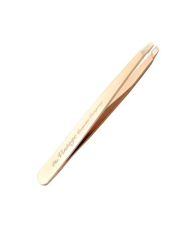 The Vintage Cosmetic Company Slanted Tweezers Stainless Steel Make-up Bag Accessory Precision Shaping Rose Gold