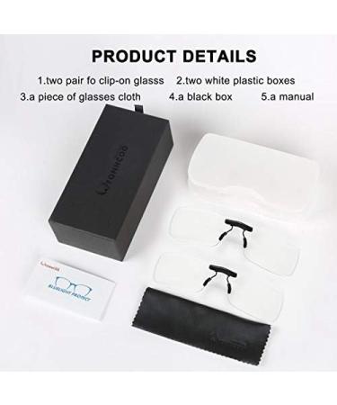 FONHCOO Clip-on Blue Light Blocking Glasses Womens Mens 2 Pack Over Prescription Glasses Framless Lens Anti Eyestrain Headaches UV Filter Computer Gamer Eyeglasses Transparent - Buy Online on GoSupps.com