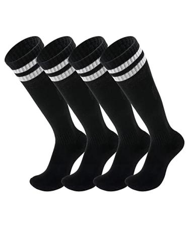 2 Pair Kids Football Socks for 5-12 Years Old Breathable Sports Training Soccer Socks Girls and Boys Football Socks Gifts 2pairs Black
