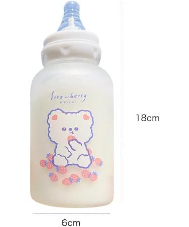Strawberry Bear Glass Water Bottle 11oz | Kawaii Sippy for Teen Girls & Adults | Cute Portable Drinking Jug - Buy Online on GoSupps.com