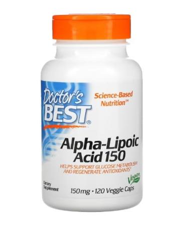 Doctor's best alpha lipoic acid 150mg antioxidant support 120 vegan capsules healthy blood sugar nerve health and anti-aging