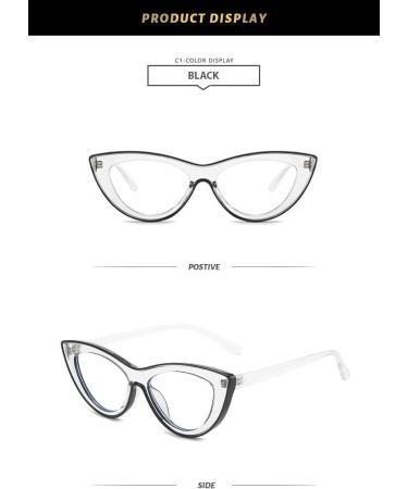 SERONI TR90 Cat Eye Blue Light Blocking Glasses for Men & Women | Anti-UV Computer & Reading Glasses | Stylish Black Frames | 65mm - Buy Online on GoSupps.com