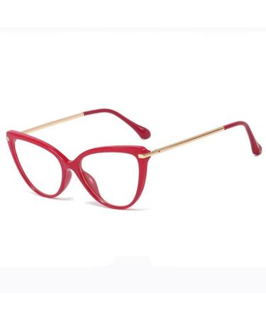 Buli cat eye reading glasses Schildpatt reading aid glasses women reading glass glasses with prescription spring hinge oversize Cateye (color: red size: +0.50)