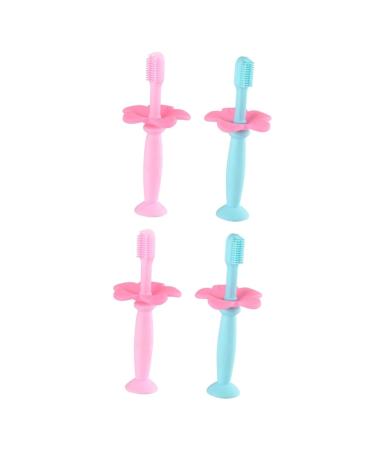 Fomiyes 4 pieces bristle toothbrush training toothbrush for toddlers travel toilet item Travel toothbrushes Children's toothbrush children's travel toothbrush dental care baby sound wall clean