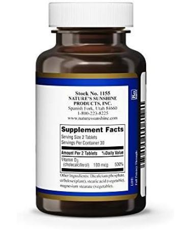 Nature's Sunshine Vitamin D-3 - 60 Tablets | Immune Support and Bone Health - Buy Online on GoSupps.com