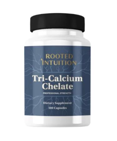 Rooted Intuition Tri-Calcium Chelate | Triple-Source Highly Absorbable Calcium for Bone Density & Strength | Non-GMO Gluten Free | 180 Capsules