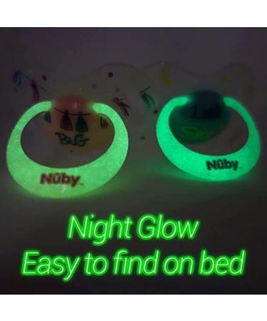 Orthodontic Night Pacifier for Baby Girls 0-6 Months | Oval Bow Tie Glow in the Dark Silicone Teat - Pink - Buy Online on GoSupps.com