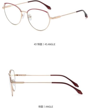 SERONI Blue Light Blocking Cat Eye Glasses for Men & Women - Anti UV Ray 53mm Computer & Reading Glasses - Stylish Gold-Red Frame - Buy Online on GoSupps.com