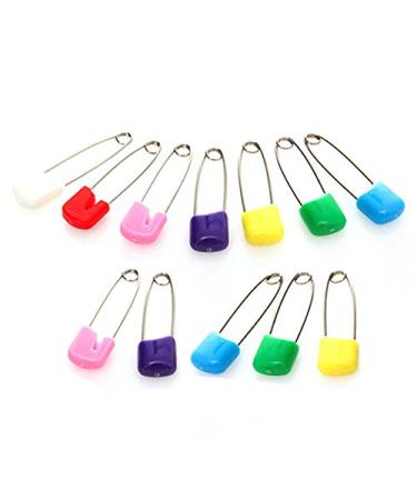 ULTNICE Cloth Diaper Nappy Pins Stainless Steel Safety Pins Size S Assorted Color 12 Pieces