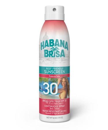 Habana Brisa Original Broad Spectrum SPF 30 Sunscreen Continuous Spray | Reef Friendly | Vegan | UVA/UVB | Paraben & PABA Free | Natural Water Resistant 6 Fl Oz (Pack of 1)