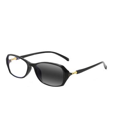 Near Far Multifocal Progressive Varifocal Women's Oval Black Purple Red Pink UV400 Transition Photochromic Reading Glass Black 1.25 x