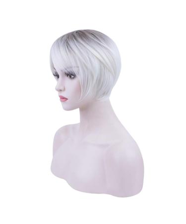 MIMAN Short Platinum Blonde Pixie Cut Wig with Bangs - Natural Looking Synthetic Hair for Women | Costume Wigs - Buy Online on GoSupps.com