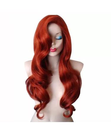 KKbeauty Jessica Rabbit Long Wavy Copper Red Cosplay Wig | Heat Resistant Spiral Curly Anime Hair for Women - Buy Online on GoSupps.com
