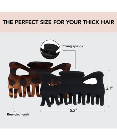 Kitsch Recycled Plastic Jumbo Claw Clips - Large Hair Clips for Women | Thick Hair Jaw Clips in Tortoise & Black (2pc Set) - Buy Online on GoSupps.com