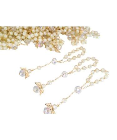 26 Pc San Joaquin Creations Ivory Color Baptism Favors with Angels Mini Rosaries Gold Plated Acrylic Beads/Recuerdos De Bautizo/Christening Favors/Decenarios/Communion Favors/Finger Rosari