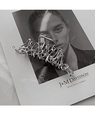 2 Pcs Large Metal Hair Claw Clips - Silver Hair Clamps for Women - Strong Hold & Nonslip Design - Fashion Hair Accessories - Buy Online on GoSupps.com