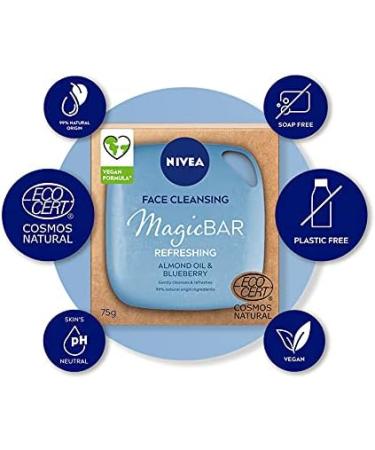 NIVEA MagicBAR Refreshing Almond Oil Facial Cleansing Bar (75g) Vegan Facial Cleanser Plastic Free Facial Cleansing Bar Facial Cleanser - Buy Online on GoSupps.com