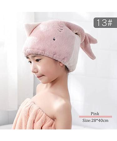 Kids Girls Hair Drying Towel Set | Foyadi Cute Cartoon Absorbent Wrap for Bath, Spa & Pool | Soft Microfiber Cap for Curly/Wet Hair - Pink - Buy Online on GoSupps.com