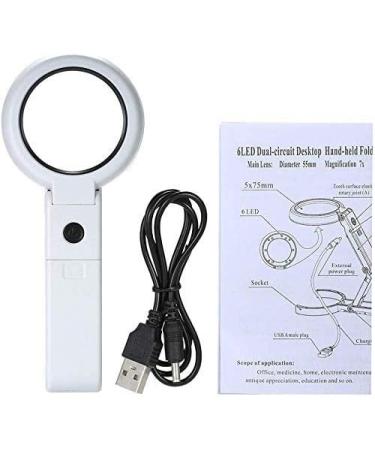 Magnifier LED Handheld Magnifying Glass with Light Large Portable Desktop Magnifier Large Portable Illuminated Magnifier Magnifying Glass for Reading - Buy Online on GoSupps.com