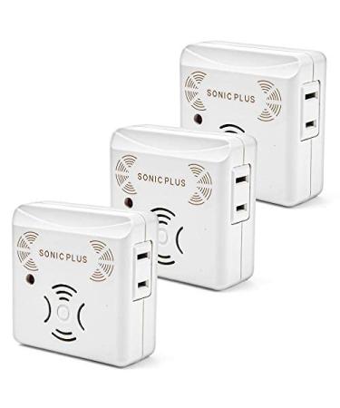 Riddex SonicPlus Ultrasonic Pest Repeller, Plug in with Outlets for Indoor Use - Insect Repellent - Bug Repellents for Home Defense - Protect Against Rodents and Insects, Chemical Free (3 Pack White)