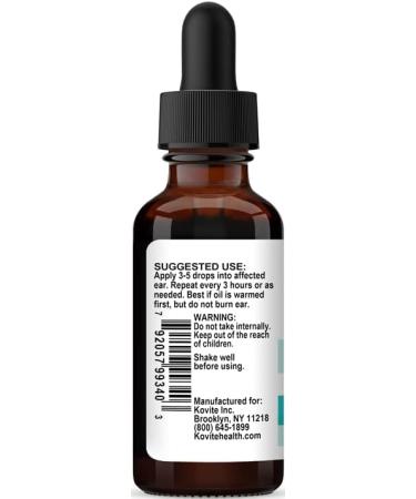 Kovite Kids Ear Clear Oil - Natural Ear Drops with Garlic, Mullein & Arnica - 1 fl oz - Buy Online on GoSupps.com